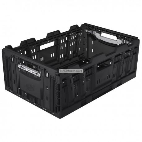 Eslite Cajas de almacenamiento plegables de plástico de 16L, almacenamiento  de cajas plegables, paquete de 4, negro